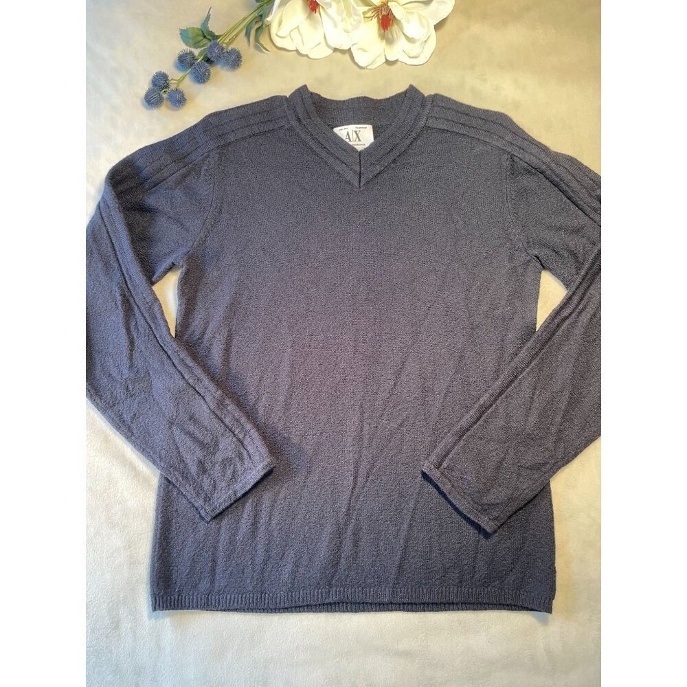 Armani Exchange Mens Hvy Wool Blend V Neck Sweater M Gorpcore Golf Y2k Campcore